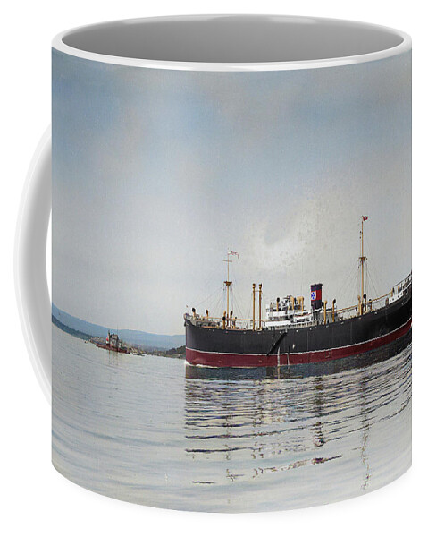 Cargo Ship Coffee Mug featuring the digital art M.S. Fernglen by Geir Rosset