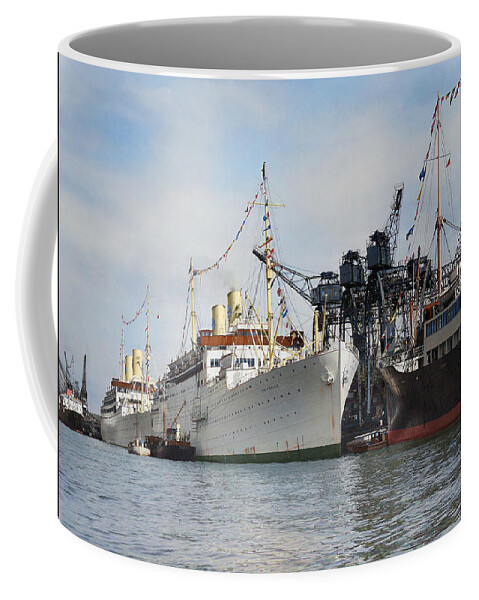 Steamer Coffee Mug featuring the digital art M.S. Gripsholm and M.S. Kungsholm by Geir Rosset