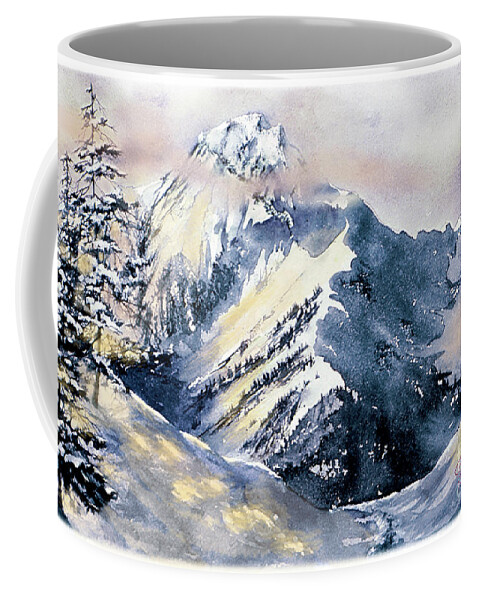Aspen Coffee Mug featuring the painting Mt. Daly Alpenglow by Jill Westbrook