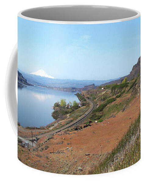 Mt Hood Coffee Mug featuring the photograph Mt Hood and the Columbia River by Charles Robinson