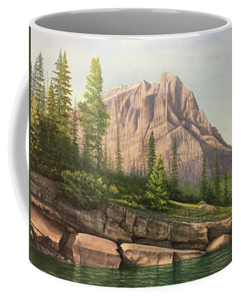 Mountains Coffee Mug featuring the painting Mt. Otokomi by Lee Tisch Bialczak