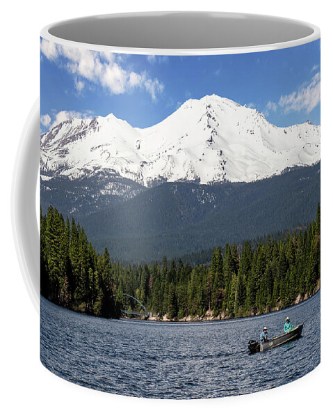 Mt. Shasta Coffee Mug featuring the photograph Mt Shasta Fishing by Gary Geddes