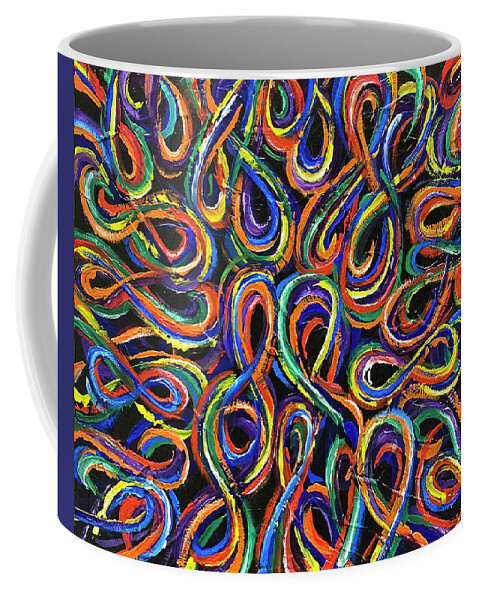 Abstract Coffee Mug featuring the painting Multicolor Figure-Eights Number 3 by Michael Morgan