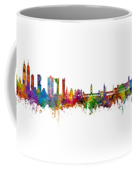 Mumbai Coffee Mug featuring the digital art Mumbai, Chennai and New York Skyline Mashup by Michael Tompsett