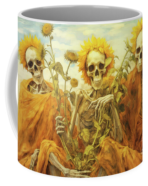 Skeletons Coffee Mug featuring the painting Mummy Garden Party by Tina LeCour