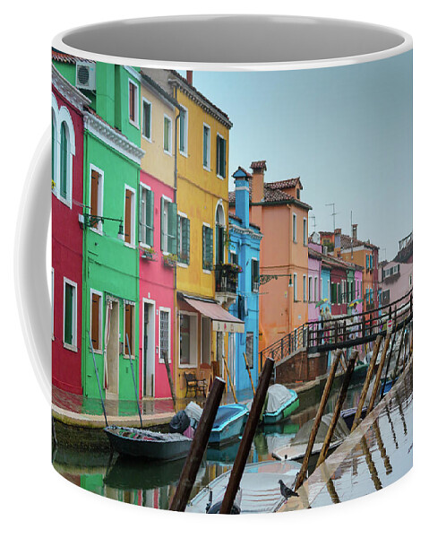 Rain Coffee Mug featuring the photograph Murano Colourful Streets in the Rain by Andrew Lalchan