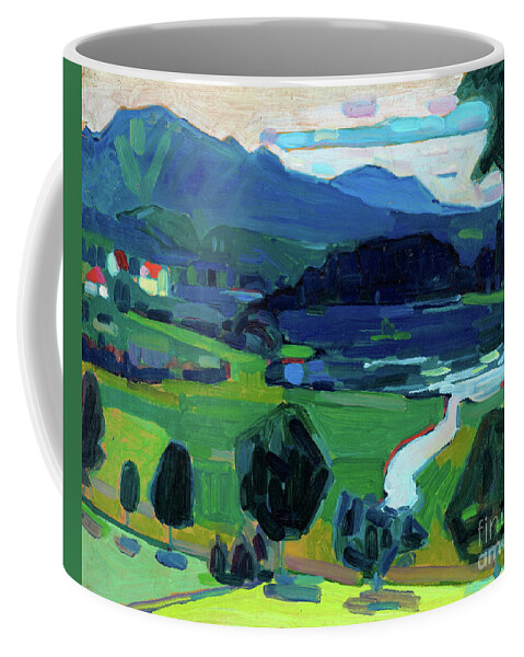 Murnau Coffee Mug featuring the painting Murnau, View over the Staffelsee, summer 1908 by Wassily Kandinsky