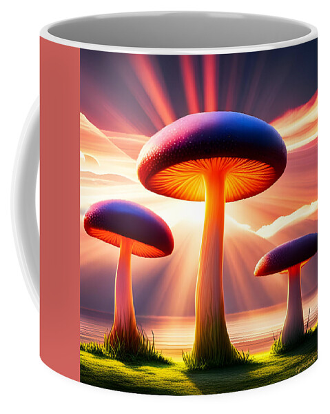 Newby Coffee Mug featuring the digital art Mushroom Trio by Cindy's Creative Corner
