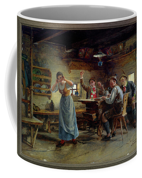 Musical Entertainment On The Alm Coffee Mug featuring the painting Musical Entertainment On The Alm by Johann Hamza by Rolando Burbon