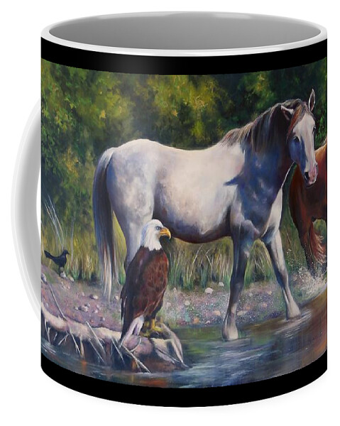 Salt River Horse Paintings Coffee Mug featuring the painting Mutual Respect by Karen Kennedy Chatham