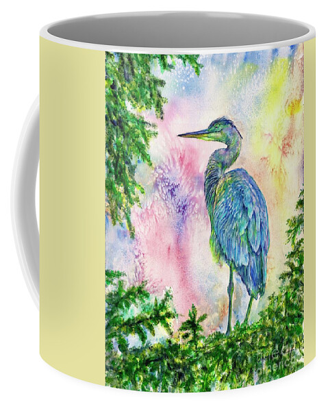 Wildlife Watercolor Painting Coffee Mug featuring the painting My Blue Heron by Cynthia Pride