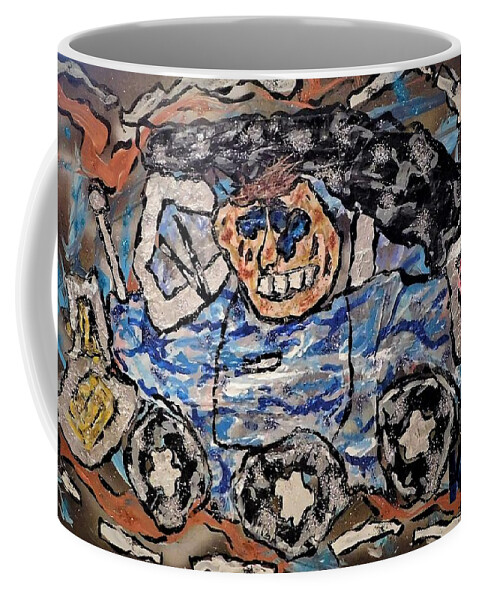 Car Coffee Mug featuring the mixed media My First Car Buick Skylark Driving in Between Lines and Guard Rails by Kevin OBrien