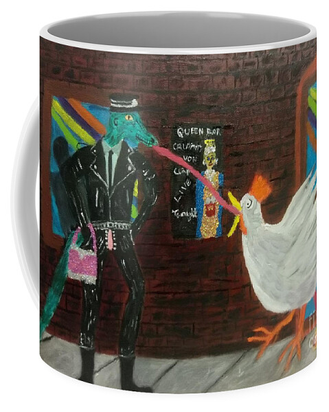 Kiss Coffee Mug featuring the painting My first gay kiss. by David Westwood