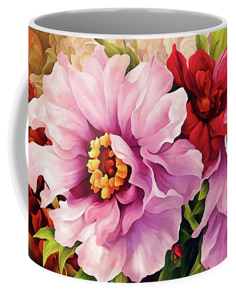 Peonies Coffee Mug featuring the digital art My Garden of Peonies by Peggy Collins