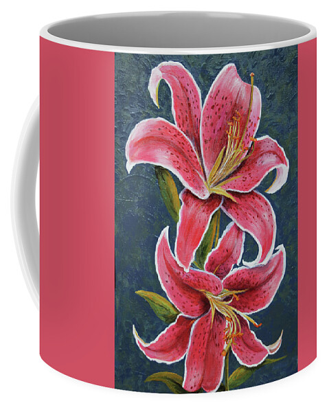 Painting Coffee Mug featuring the painting My Lilies by Linda Goodman