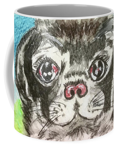 Little Black Pug Coffee Mug featuring the painting My Little Black Pug by Kathy Marrs Chandler