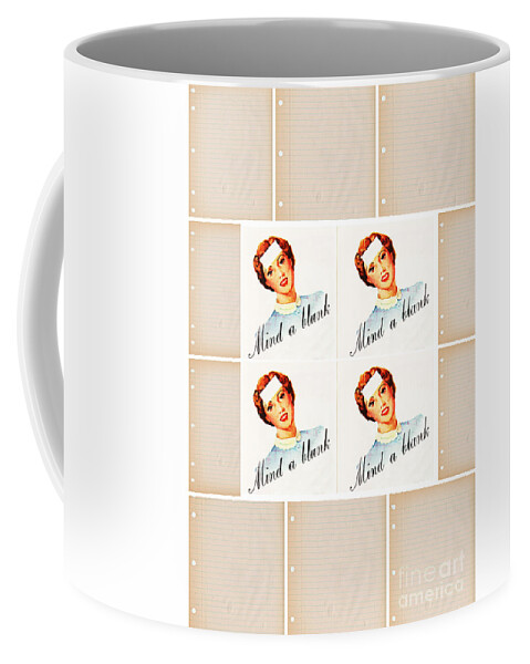 Woman Coffee Mug featuring the mixed media My Minds a Blank by Sally Edelstein