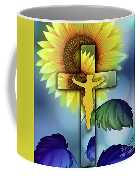Jen Page Coffee Mug featuring the digital art My Sunflower by Jennifer Page