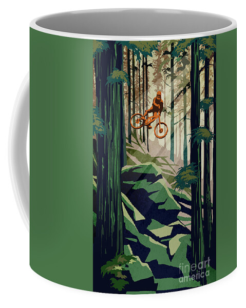 Cycling Art Coffee Mug featuring the painting my therapy Revelstoke by Sassan Filsoof