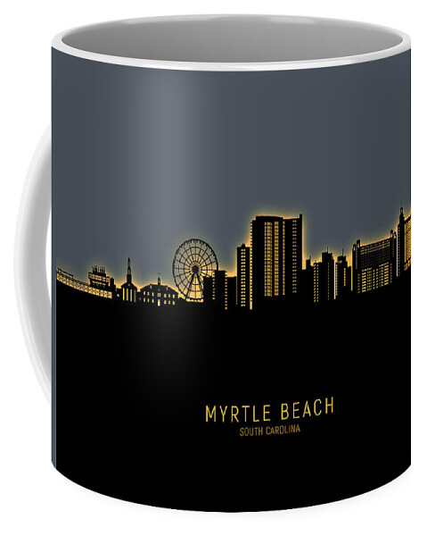 Myrtle Beach Coffee Mug featuring the digital art Myrtle Beach South Carolina Skyline #15 by Michael Tompsett