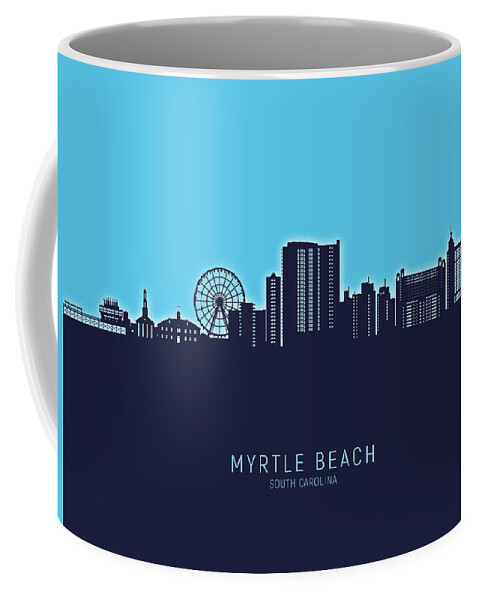 Myrtle Beach Coffee Mug featuring the digital art Myrtle Beach South Carolina Skyline #18 by Michael Tompsett
