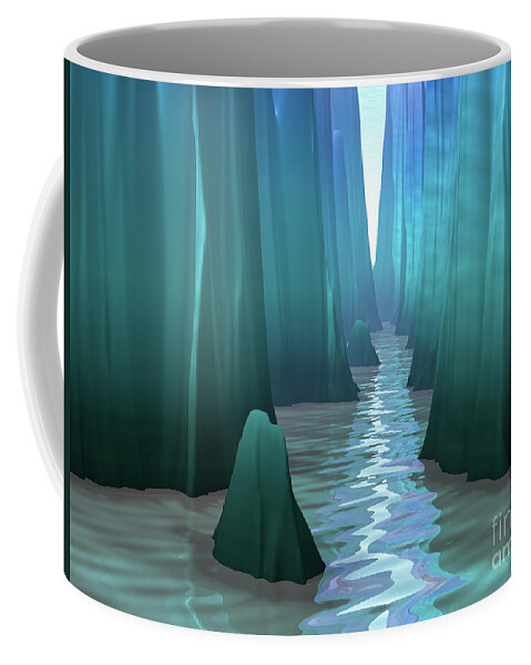Landscape Coffee Mug featuring the digital art Mysterious Canyon Passage by Phil Perkins
