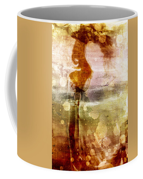 Mysterious Coffee Mug featuring the digital art Mysterious Woman by Andrea Barbieri