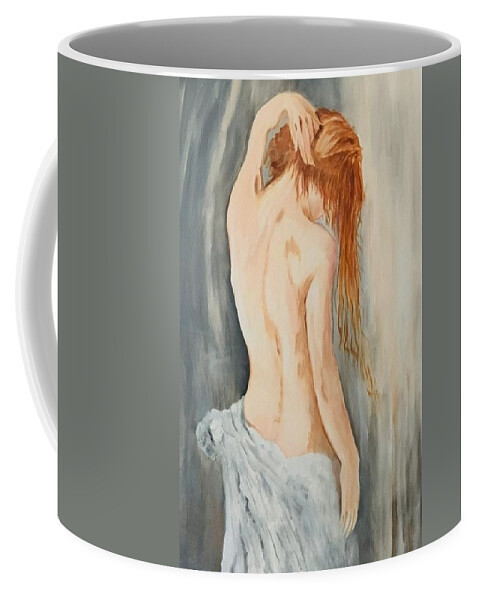 Nude Coffee Mug featuring the painting Mystery by Juliette Becker