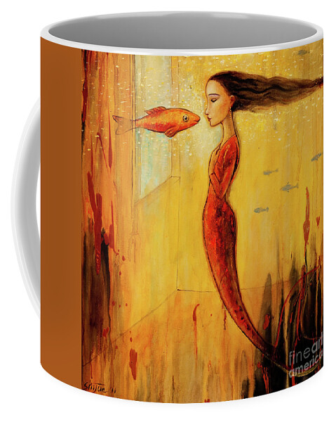Mermaid Coffee Mug featuring the painting Mystic Mermaid by Shijun Munns