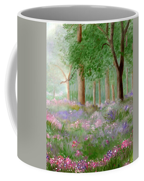 Field Of Flowers Coffee Mug featuring the painting Mystic Moment by Juliette Becker