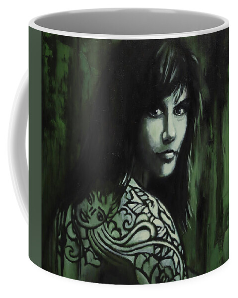 Girl Coffee Mug featuring the painting Nadine by Sv Bell