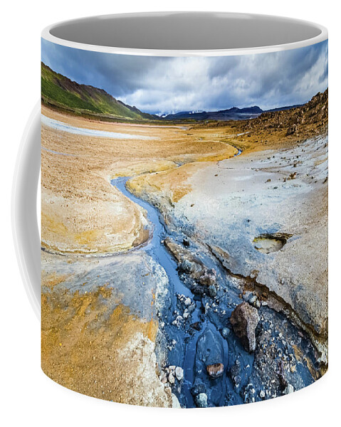 Namafjall Coffee Mug featuring the photograph Namafjall geothermal area, Iceland by Lyl Dil Creations