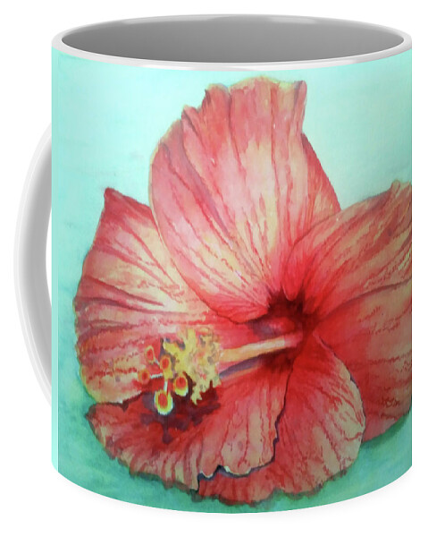 Hibiscus Coffee Mug featuring the painting Nancy's Flower by Barbara F Johnson