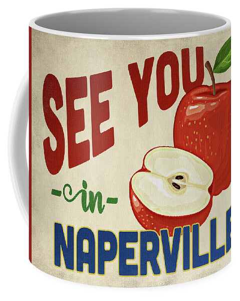 Naperville Coffee Mug featuring the digital art Naperville Illinois Apple - Vintage by Flo Karp