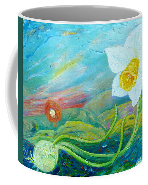 Narcissus Coffee Mug featuring the painting Narcissus by Elzbieta Goszczycka