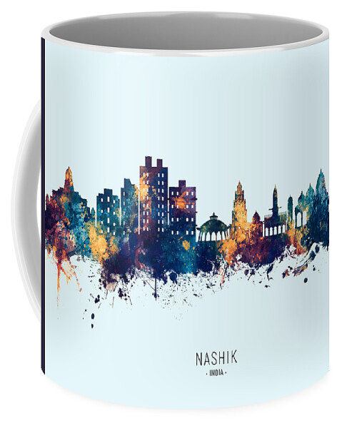 Nashik Coffee Mug featuring the digital art Nashik Skyline India #53 by Michael Tompsett