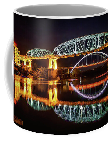 Nashville Coffee Mug featuring the photograph Nashville Bridges by Susan Rissi Tregoning