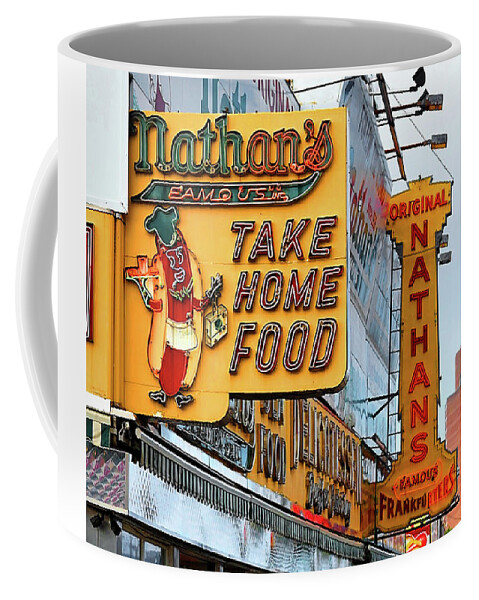 Coney Island Coffee Mug featuring the photograph Nathans Famous Hot Dog - Study II by Doc Braham