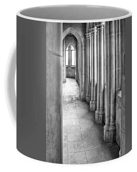 Cathedral Coffee Mug featuring the photograph National Cathedral Hallway Washington DC by Mary Lee Dereske
