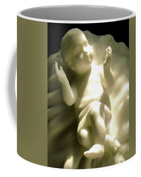 Nativity Baby Jesus Figurine B&w Coffee Mug featuring the photograph Nativity by John Linnemeyer