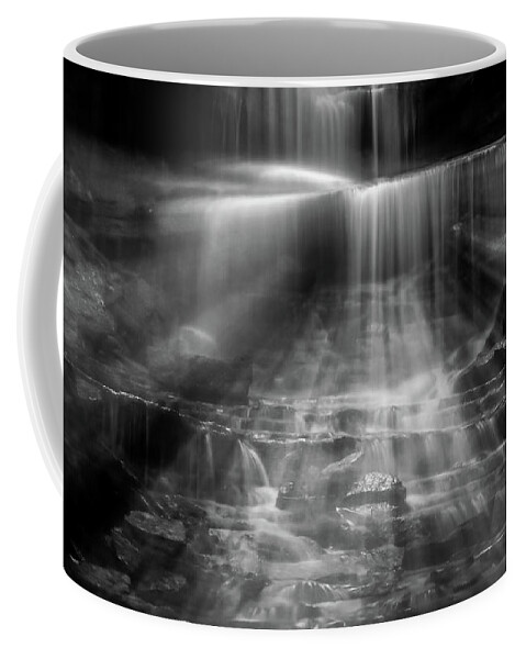 Natural Abstract Black And White Waterfall Coffee Mug featuring the photograph Natural Abstract Black And White Waterfall by Dan Sproul