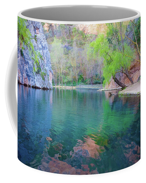 Canvas Coffee Mug featuring the photograph Natural park of the monastery of Piedra - Orton glow Edition - 1 by Jordi Carrio Jamila