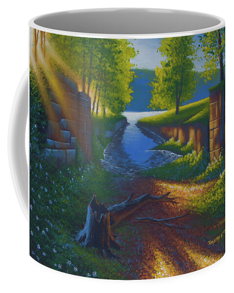 Acrylic Coffee Mug featuring the painting Nature's Outlet by Timothy Stanford