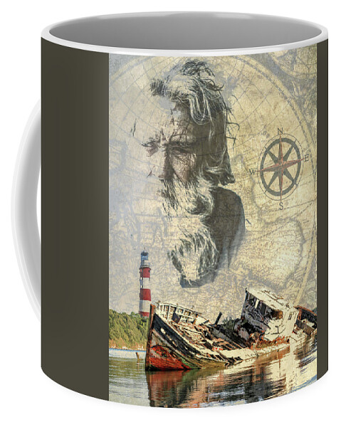 Nautical Coffee Mug featuring the digital art Nautical - Distant Memories by Ron Grafe