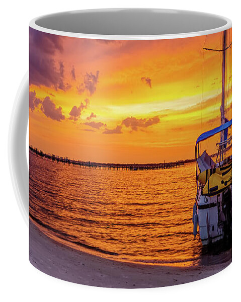 Navarre Coffee Mug featuring the photograph Navarre Florida Fire Sunset by Jennifer White