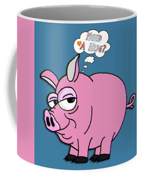 Baby Coffee Mug featuring the mixed media Need A Hug? - Whimsical Pig by Kelly Mills