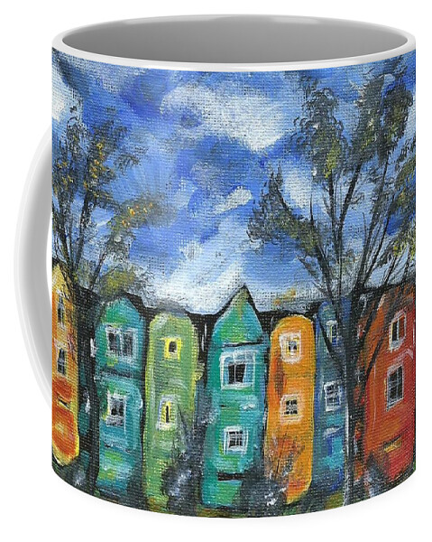 Neighborhood Painting Coffee Mug featuring the painting Neighborhood by Monica Resinger