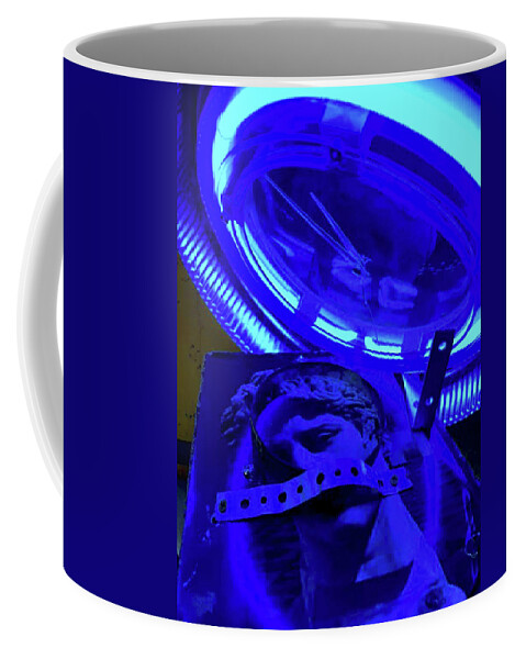 Neon Roman Greek Statue Sculpture Pink Red Metal Assemblage Female Artist Abstract Figurative 3d Local Dallas Texas Coffee Mug featuring the sculpture Neon Roman Greek Marcus Aurelius  Bleu Tulip by Kasey Jones