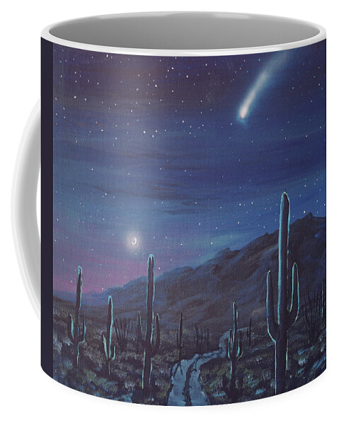 Neowise Coffee Mug featuring the painting NEOWISE Comet over Arizona Desert by Chance Kafka
