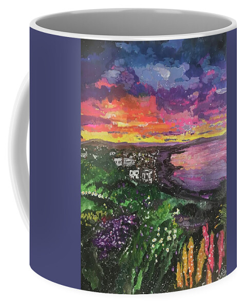 Colorful Coffee Mug featuring the painting Nestled in Paradise by Eileen Backman